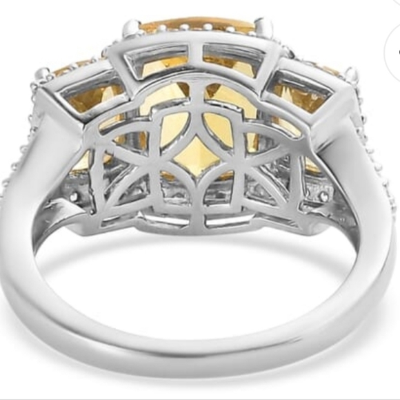 Golden Apatite & White Zircon Ring Platinum over 925! ✨️ Size 6 - Picture 9 of 11